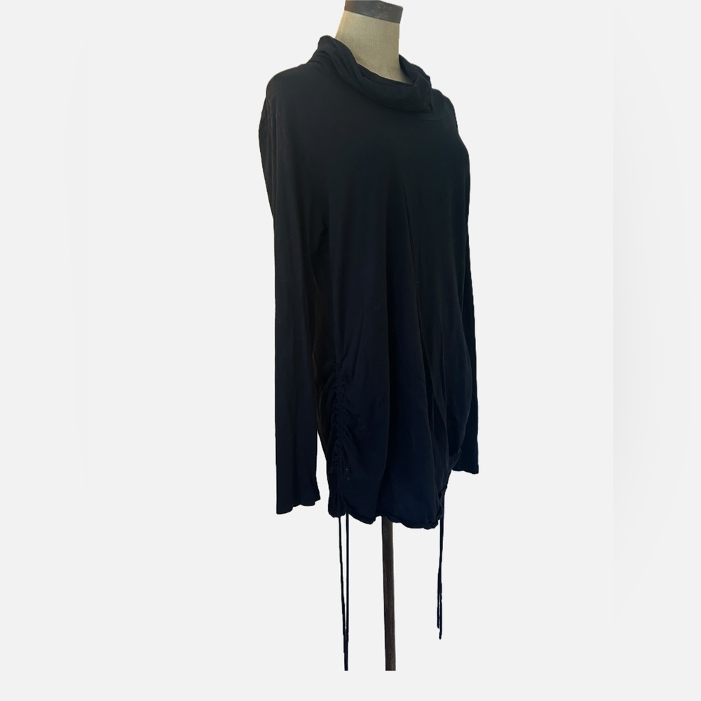 Moda International Black Ruched Side Top Cowl Neck XL Soft Stretch